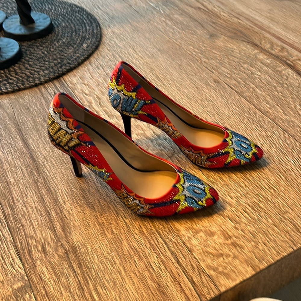 INC embellished pointed toe superhero pump